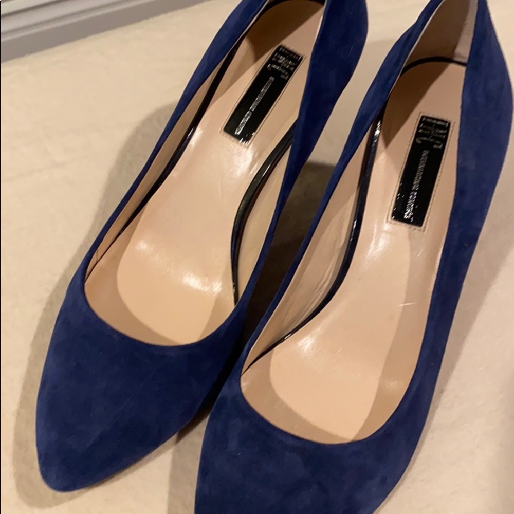 INC brand dark blue suede pumps